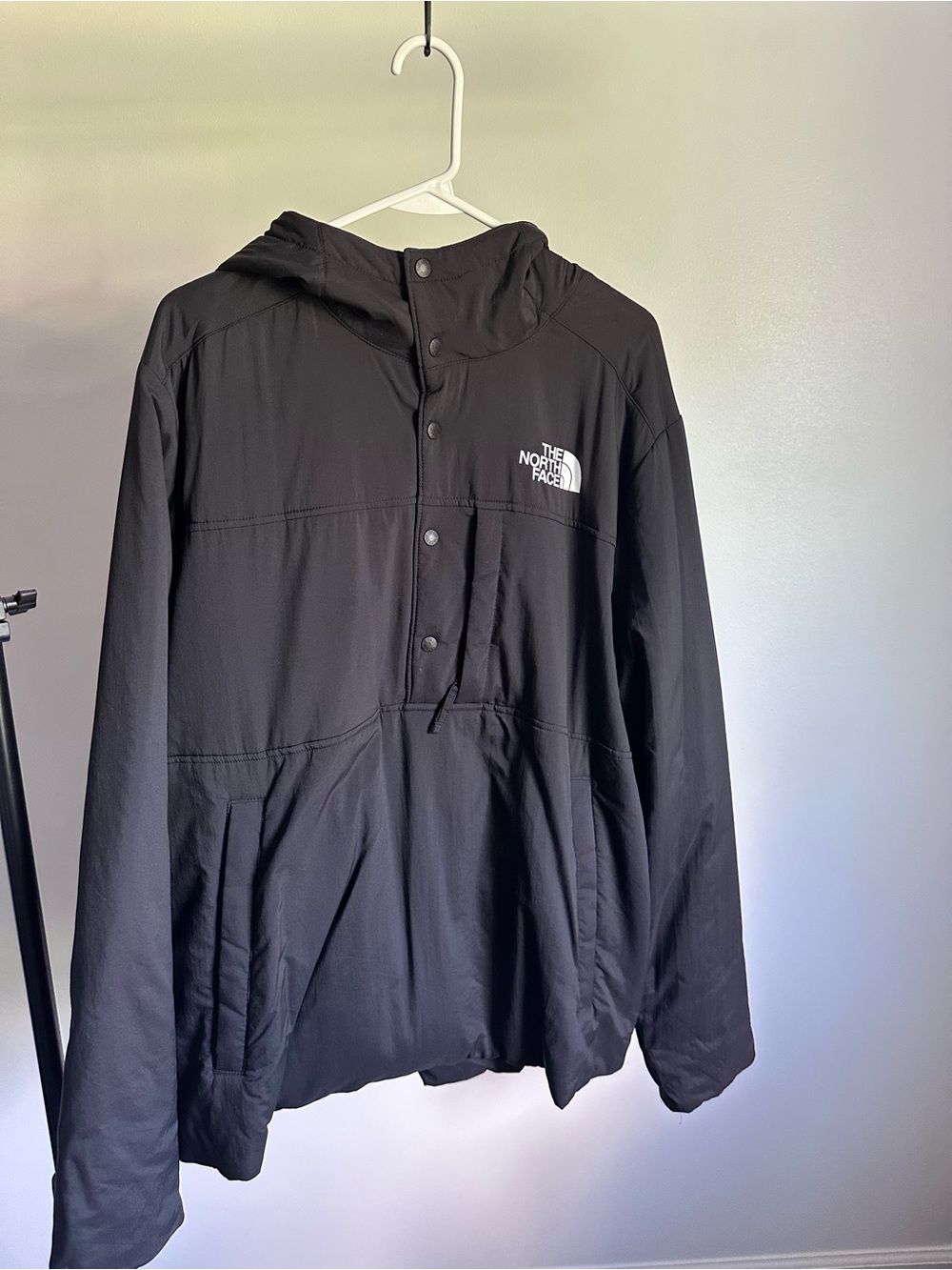 The North Face Black Hooded Snap Pullover Windbreaker